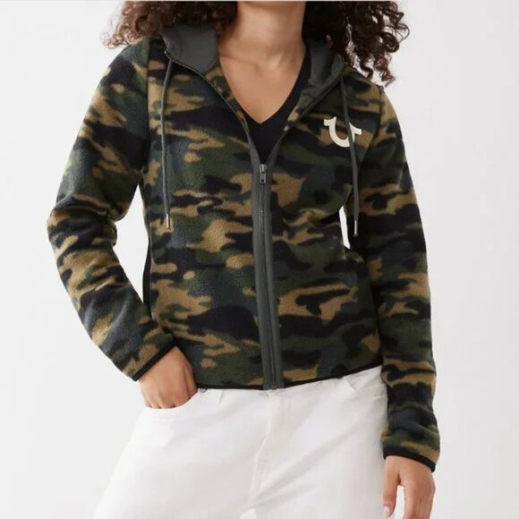 True Religion Women's Camouflage Fleece Hooded Jacket - Picture 4 of 10